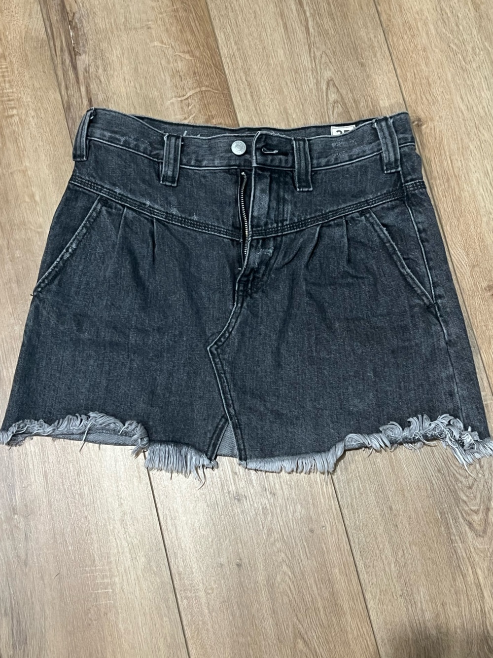 We The Free FP Free People Black Denim Skirt with Raw Hem size 25